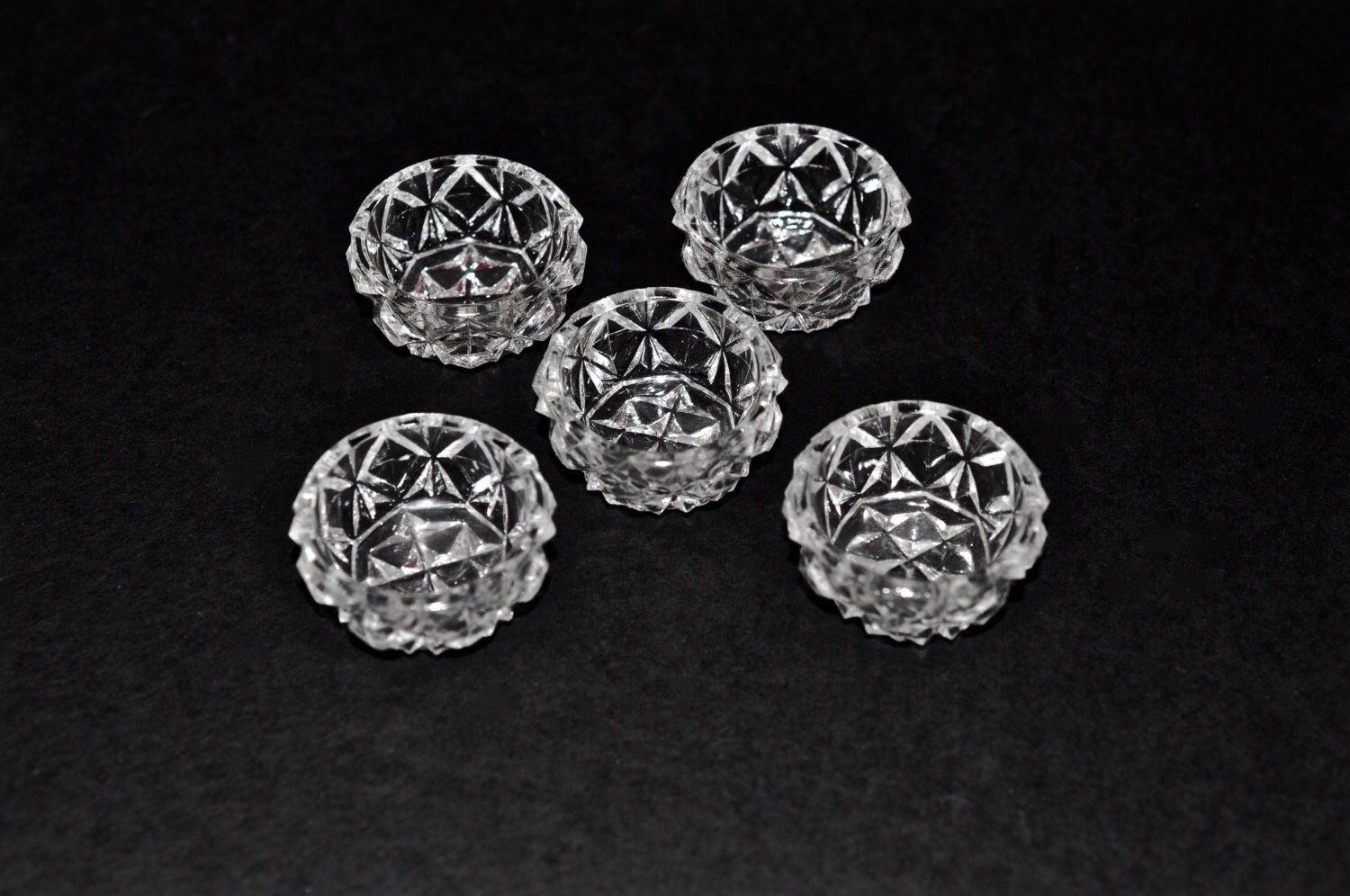 Vintage pressed glass open salt sellers set of 5 antique glass salt