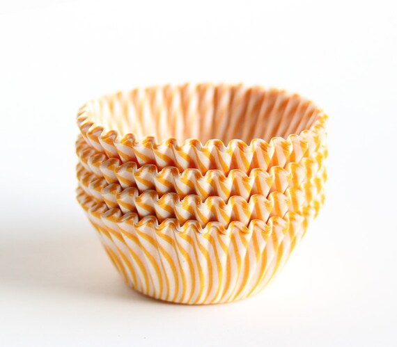 MINI Yellow Striped Cupcake Liners, Yellow Stripe Mini Baking Cups (60) Il_570xn