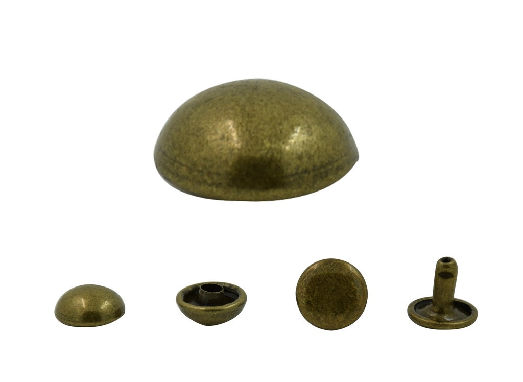 100 pcs.Antique Brass Dome Rivets Studs Double Caps 10 mm . Do