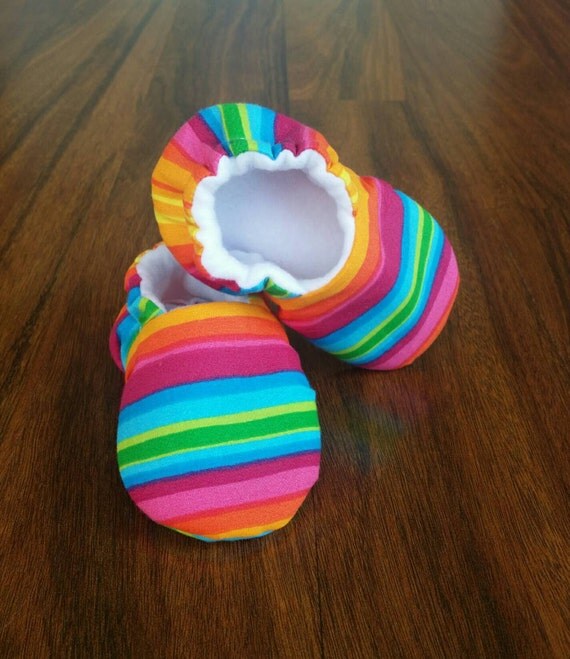 Baby shoes, rainbow print shoes, newborn crib shoes, toddler slipper ...