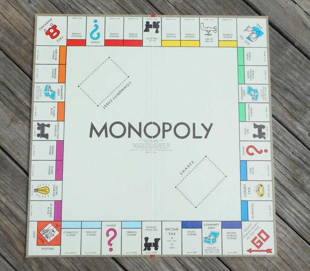 Monopoly Game Board 1961 Library Edition