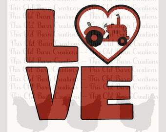 LOVE Tractor SVG png DXF jpg pdf layered Cutting File