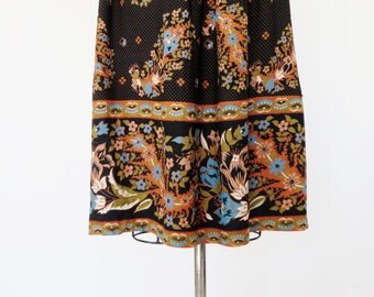 Vintage 1970s Dress / 70s Dress / Boho Dress Hippie Dress / Sun Dress / Sundress Floral Dress / Peasant Dress Festival Dress / Border Print