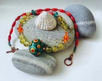 Carnival - Handmade Blown and Lampwork Glass Bead Necklace