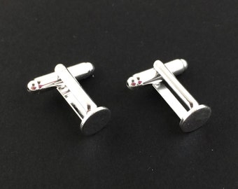 10pcs WHOLESALE Cufflink Blanks - Silver Cuff Link Blank 8mm Glue Pad - Silver Plated DIY Cufflink - Flat Pad Men Jewelry Supply Finding A13