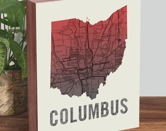 Columbus Ohio Map - Ohio State Decor - Columbus Map - Ohio Art - Wood Block Art Print