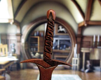 Hair Stick - Fantasy Sword 8 Hair Toy in Walnut - Wood