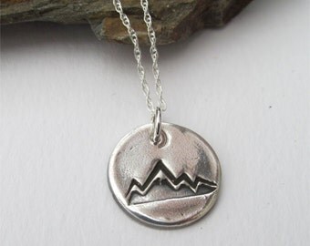 Mountain Necklace, Silver Mountain Pendant, Nature Jewelry, Dainty Necklace
