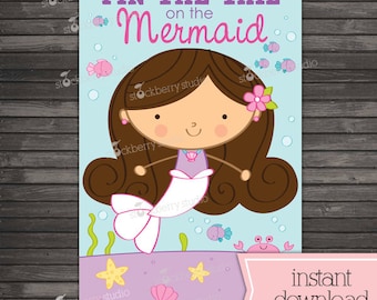 Pin the Tail on the Mermaid Printable - Party Games - Mermaid Birthday - Instant Download - Mermaid Party Decor - Birthday Games - Girl