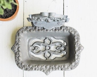 Modern Grey Gray Business Card Holder-Soap Dish-Bathroom Decor-Grey Home Decor,Shabby Chic-Farmhouse-Shabby Country Cottage