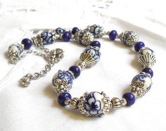 delft necklace delft blue jewelry delft blue style necklace blue and white necklace delft blue necklace delft blue jewelry
