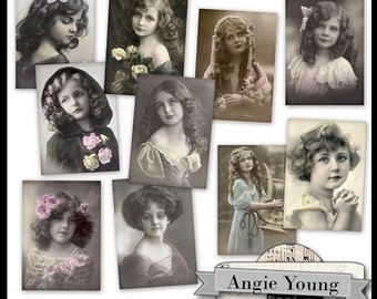 girls, woman, printable, collage sheet, digital: Vintage Photos #1 - Digital Art Supplies By Angie Young