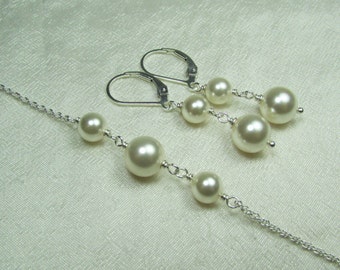 Pearl Bridesmaid Jewelry Set of 4 Bridesmaid Necklace Earrings Set Bridesmaid Gift Pearl Wedding Jewelry Bridal Party Jewelry Sets