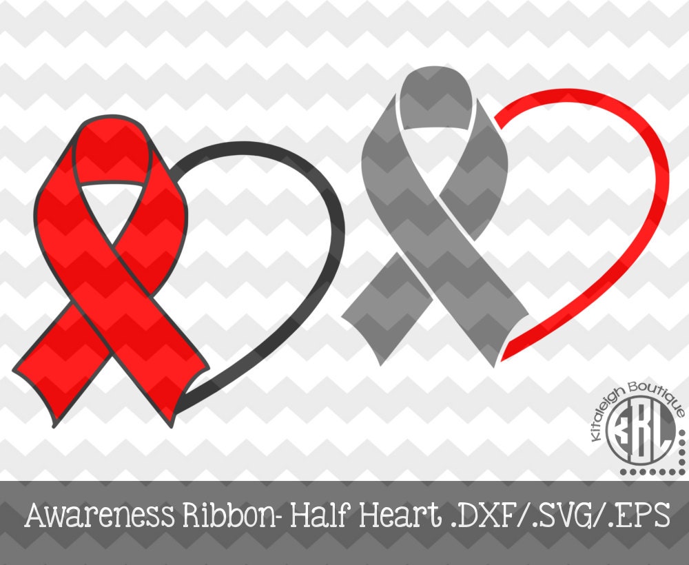 Download Awareness Ribbon Half Heart .DXF/.SVG/.EPS Files for use with