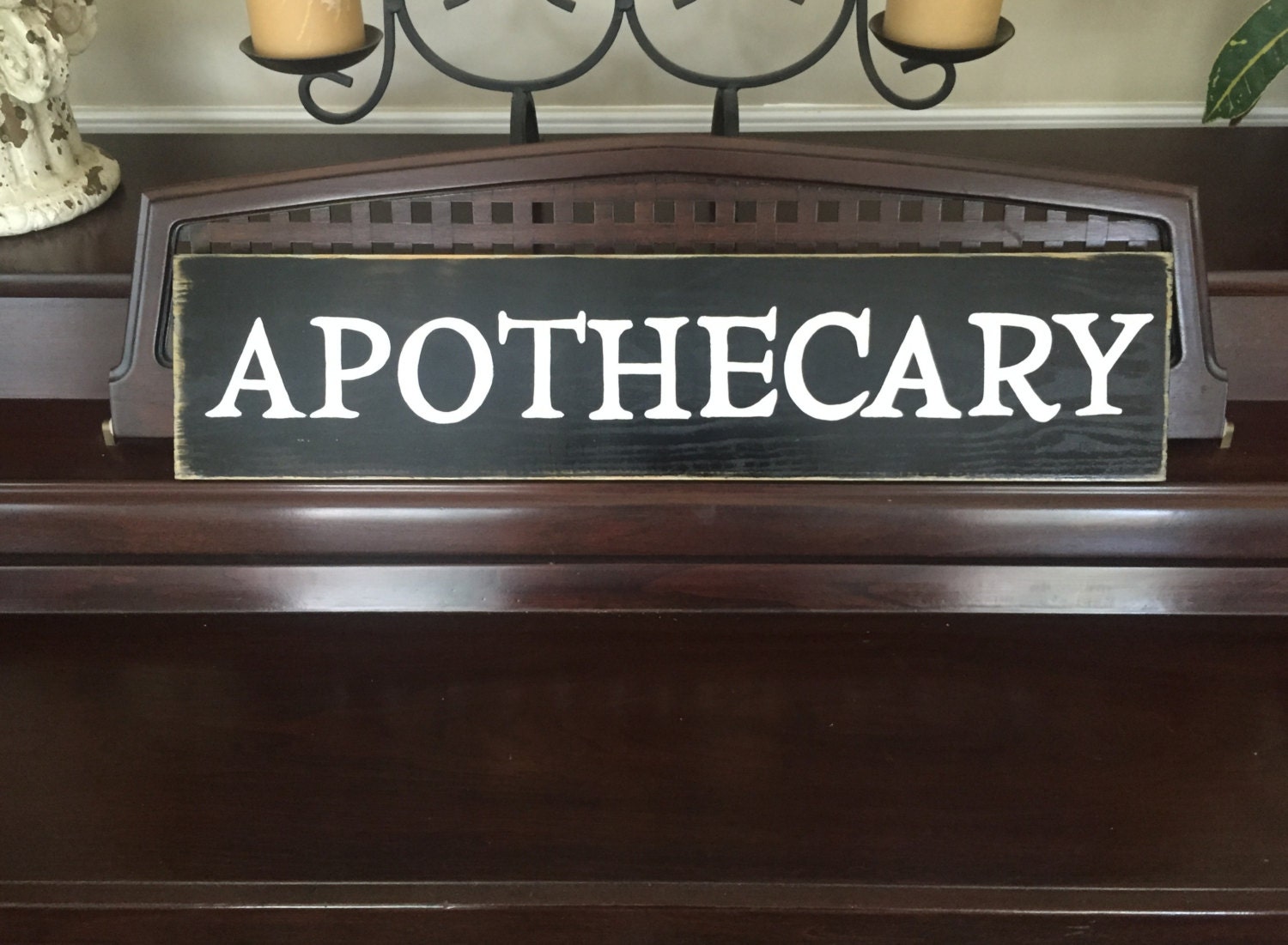 APOTHECARY Sign Plaque Medicine and Drug Pharmacy Wooden Hand