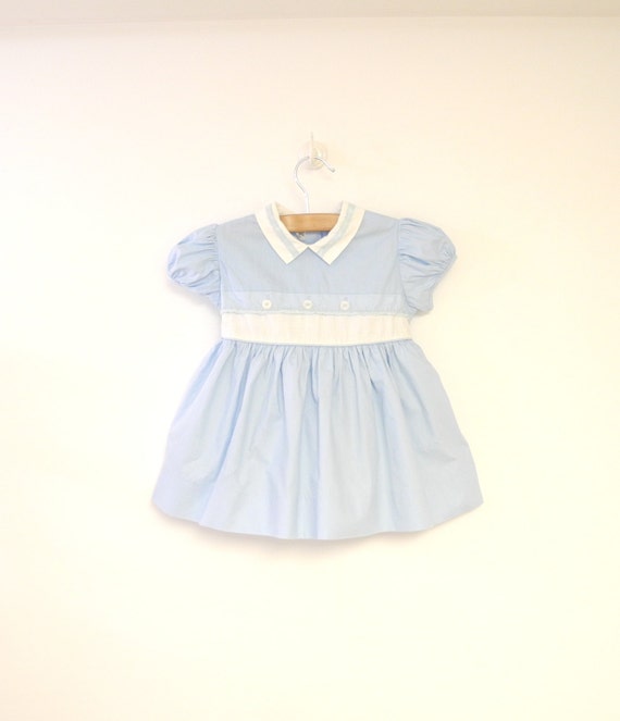 Vintage Baby Clothes 1950's Light Blue and White Lace