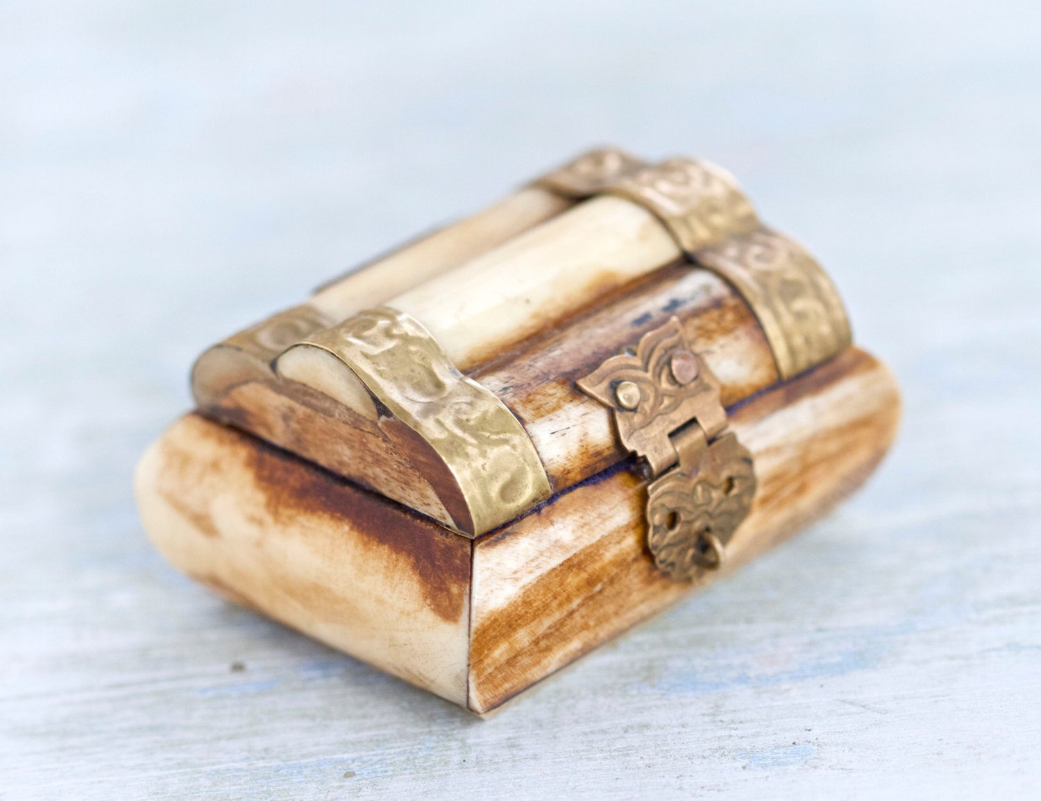 Antique Carved Bone Jewelry Box Small Treasure Chest Haute Juice