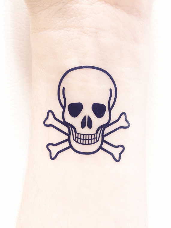 Skull Tattoo Skull and Crossbones Temporary Tattoo