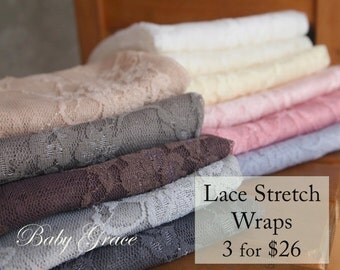 Newborn Wrap Set, Baby Photography Prop, Newborn Stretch Wrap, Newborn Photo Prop, Bundle, Newborn Lace Wrap, Baby Stretch Lace Newborn Wrap