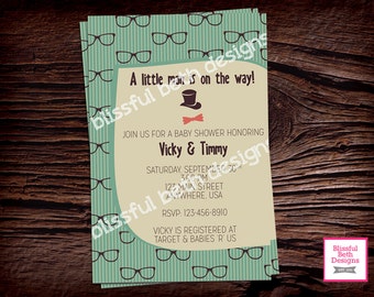 LITTLE HIPSTER BABY, Glasses Boy Baby Shower Invitation, Hipster Baby Boy, Glasses Boy Baby Shower, Hipster Baby Shower, Hipster Baby