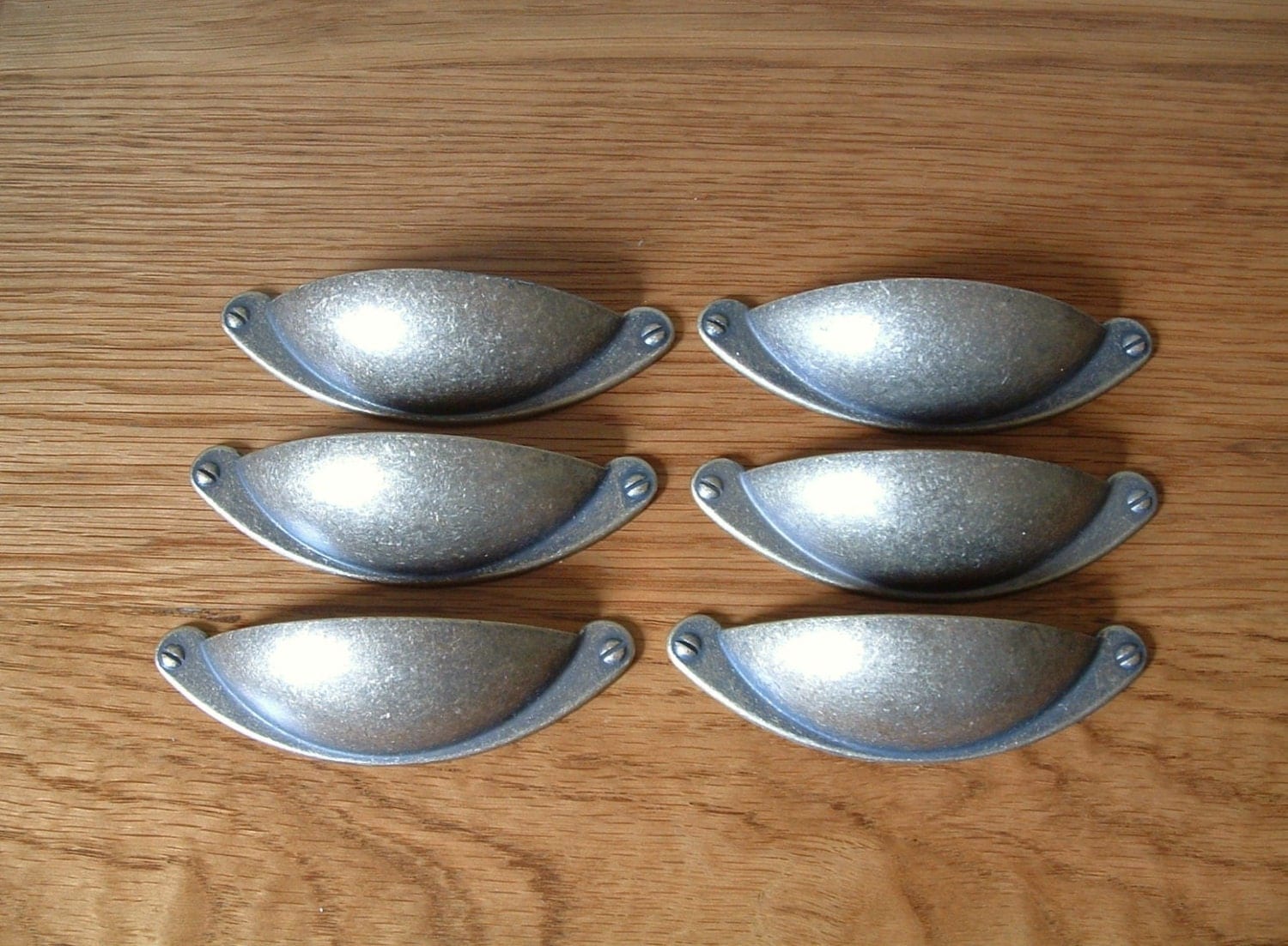 Antique Brass Bin Cup Drawer Pulls Lot of 6 Furniture Hardware