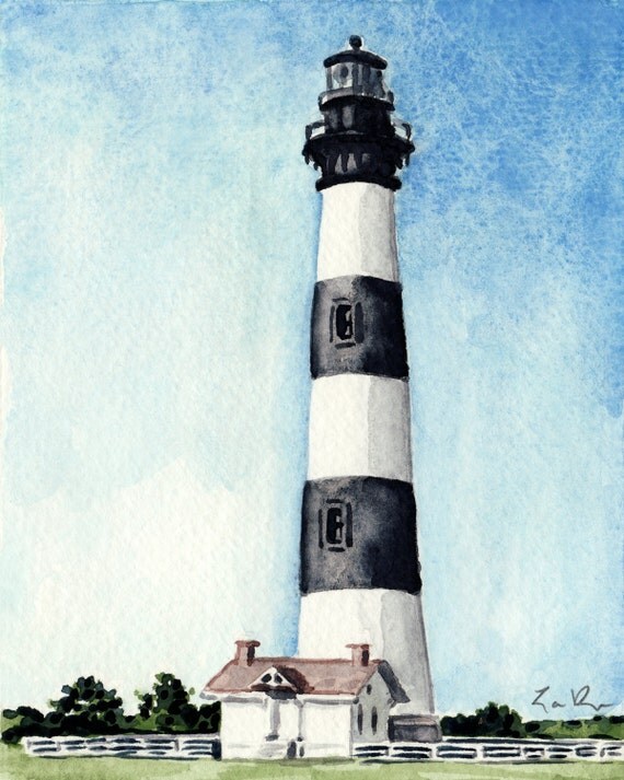 Bodie Island Lighthouse Giclee Print Of Watercolor Painting   Il 570xN.811363419 Hqqv 