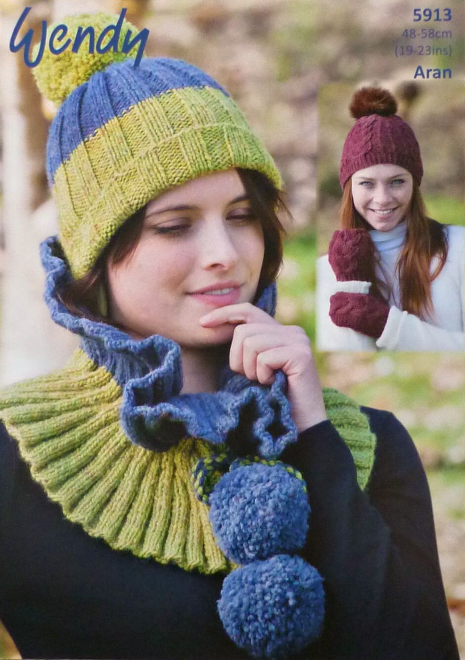 Womens Knitting Pattern W5913 Ladies Ribbed Two Colour Hat and
