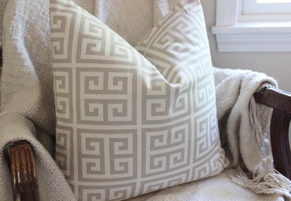 Soft Gray Pillow Cover Throw Pillow Greek Key Pillow Cover