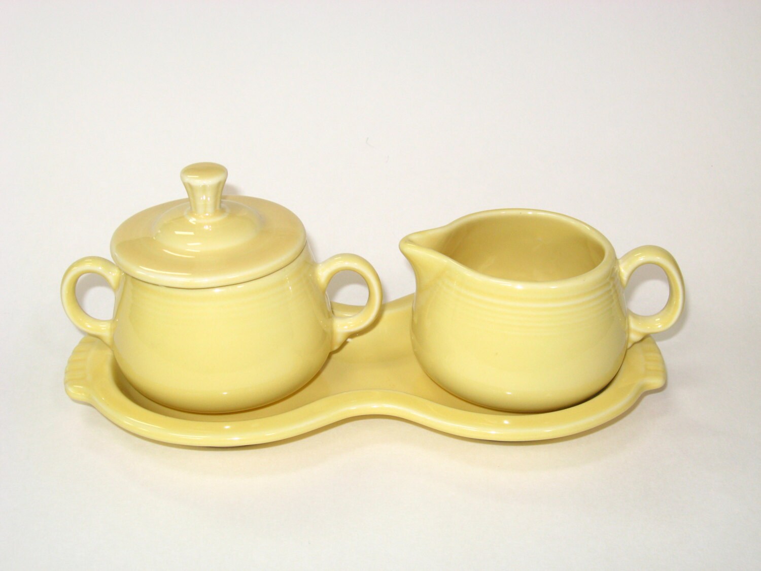 Fiesta Yellow Cream Sugar & Hourglass Tray Set Made in USA Homer ...