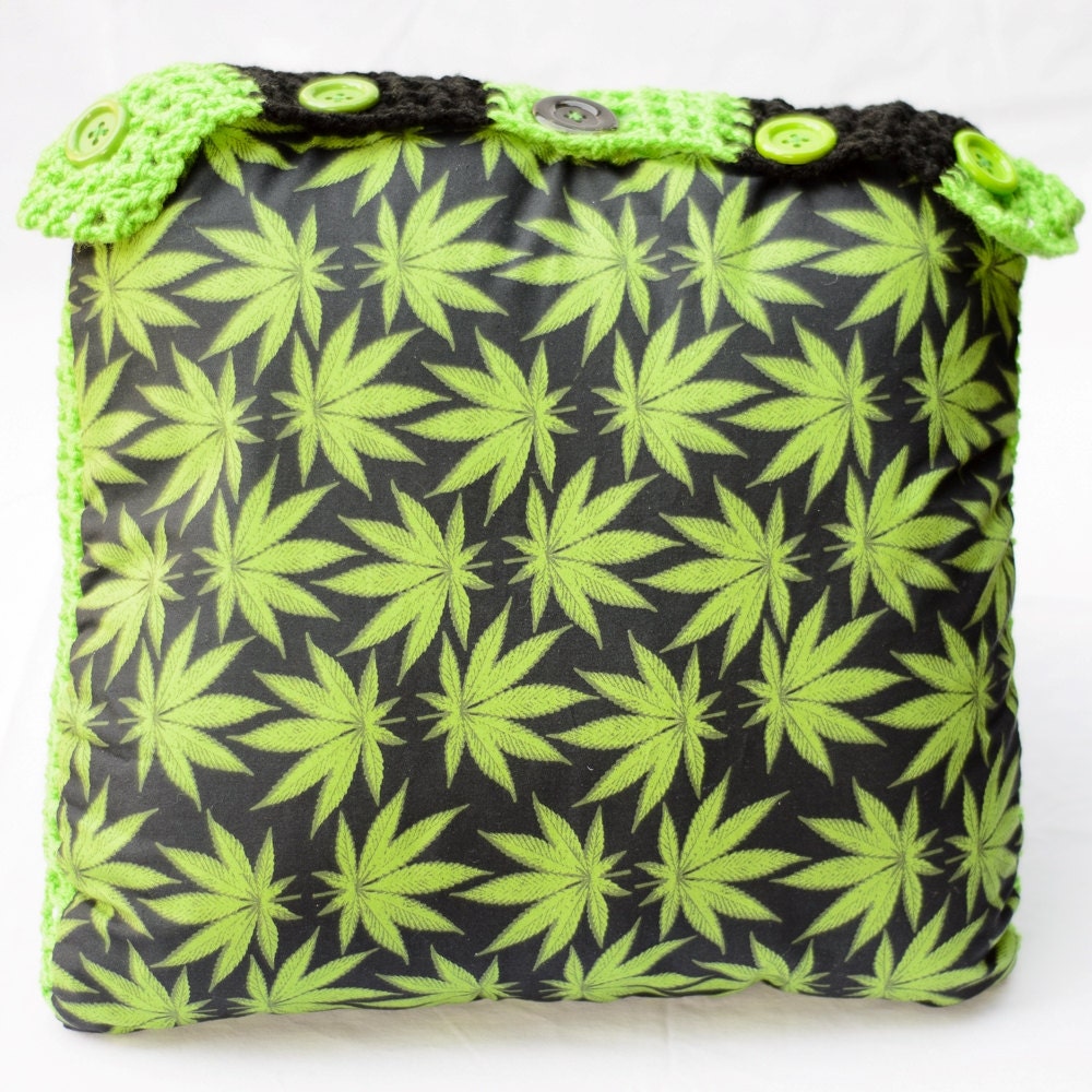 Cannabis Fabric Pillow Marijuana Leaf Pillow by PeacefulTyme