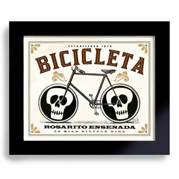 Bicycle Art Gift Skull Art Cycling Art Bicyclist Bike