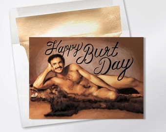 Birthday Card - Happy Burt Day - Funny Birthday Card - Funny Greeting Card - Happy Birthday - Friend Birthday Card - Burt Reynolds Card