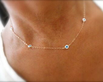 multi evil eye necklace - protection necklace - rose gold eye necklace - gold evil eye necklace - silver evil eye necklace -