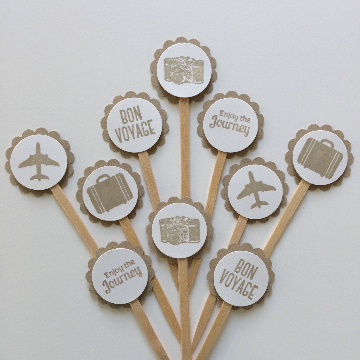 travel themed wedding cupcake toppers
