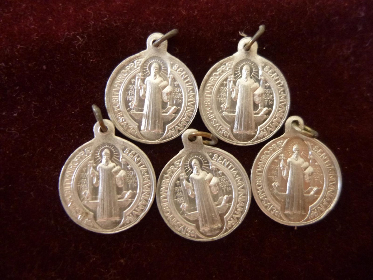 Vintage French Religious Holy Medal Benedictine Lot x 5