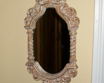 Vintage Syroco Mirror Hollywood Regency Neutral Tone Speckled Finish