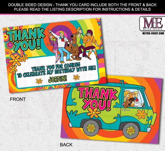 Scooby Doo Birthday Thank You Cards Mystery Machine by MetroEvents