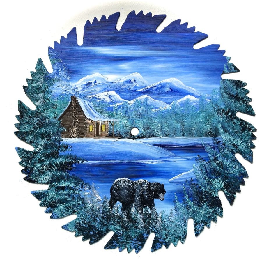 Hand Painted Saw Blade Mountain Mountain by LindasMountainCrafts
