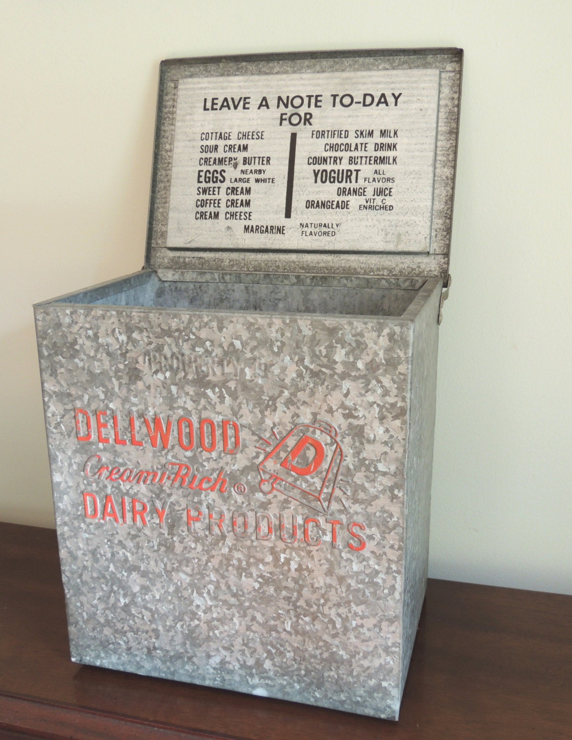 RARE Vintage Dellwood Dairy Milk Box Cooler Galvanized Metal