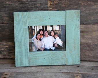 5x7 Wood Picture Frame - Farmhouse Style - Holds a 5x7 Photo - Beach Teal