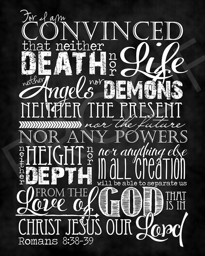 Scripture Art Romans 8:38-39 Chalkboard Style