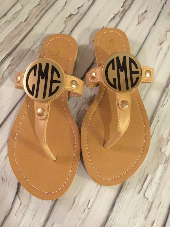 Monogrammed Sandals Personalized  T Strap Shoes Womens