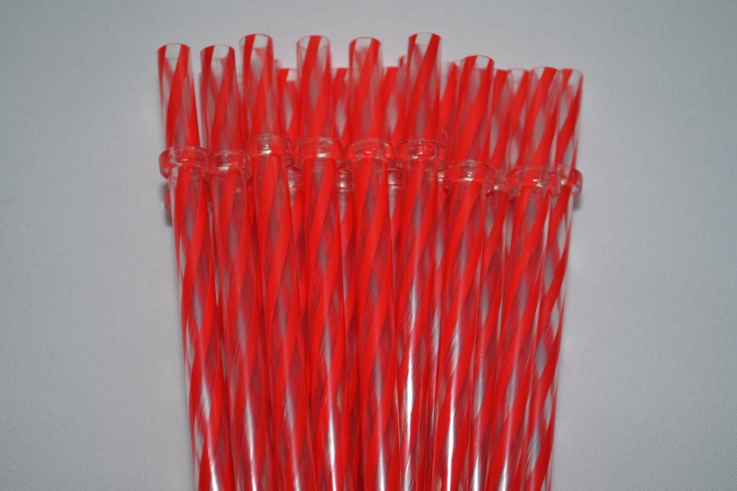 9 Red & Clear Swirly Straws Reusable Clear Straws with