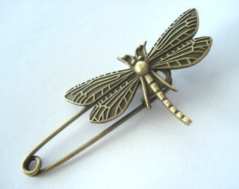 Shawl Pin Bronze Tone Dragonfly Shawl Pin Dragonfly Kilt Pin Dragonfly Brooch MB28