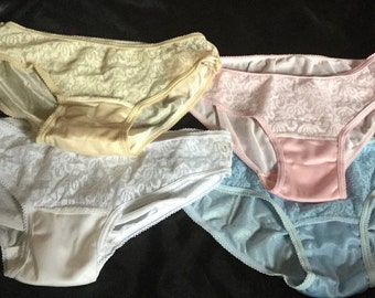 Four pairs nylon antron lace bikini panties St Michael vintage 70's