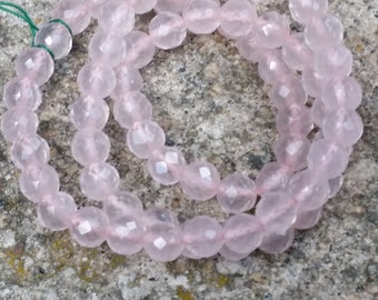 1-16" Strand of Rose Quartz 6mm Faceted Round Beads (66 Beads)