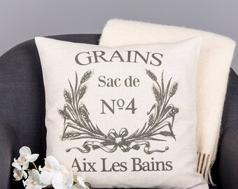 Vintage French Grain Sack Pillow Cushion Cover
