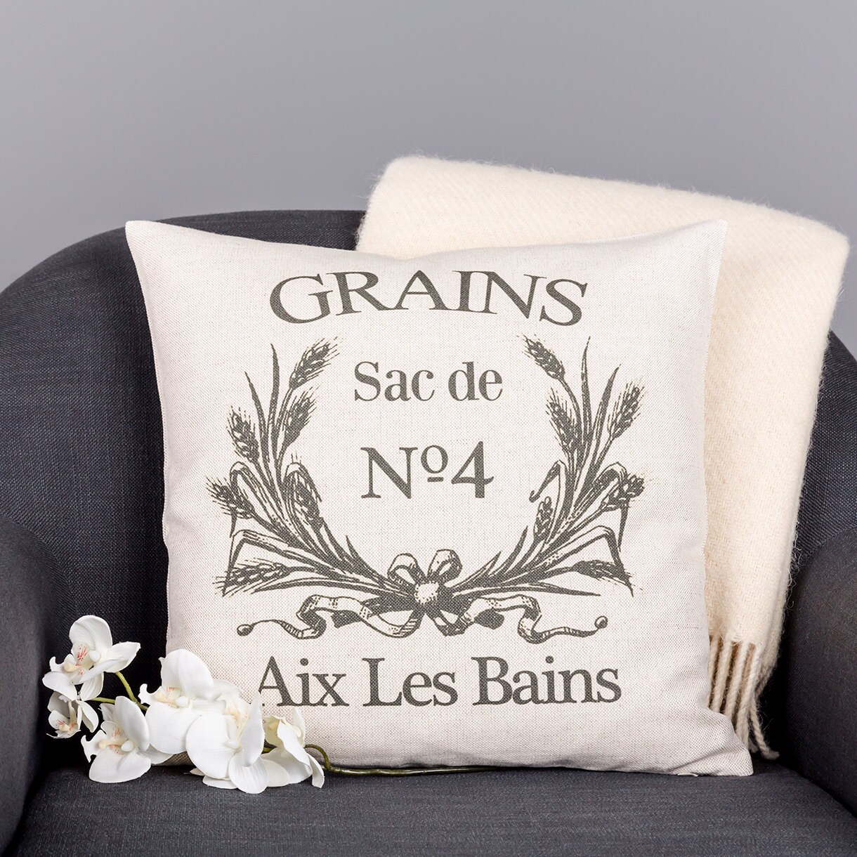 Vintage French Grain Sack Pillow Cushion Cover