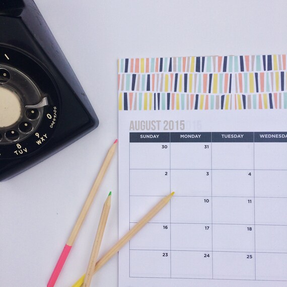 20152016 Full Size Desk Calendar 11X17 by TouiesDesign on Etsy