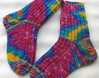 Hand Knit Socks for Women UK 5-7, US 7-9 Piratenwolle handdyed Nr. 19